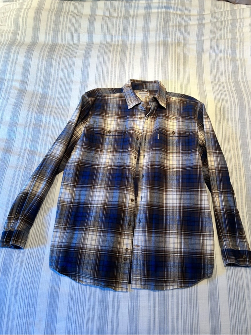 Carhartt Blue and Black Plaid Button-Down Shirt